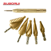 HSS 5PCS Spiral Grooved Titanium Step Drill Bit Set with Automatic Center Punch