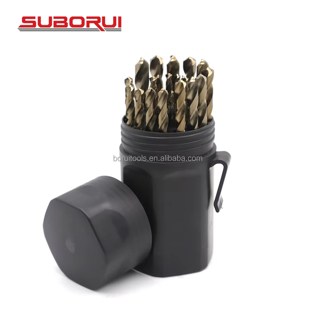29pc High Speed Steel 3-Flat Shank Jobber Length Cobalt Twist Drill Bit Set 