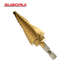 HSS 5PCS Spiral Grooved Titanium Step Drill Bit Set with Automatic Center Punch