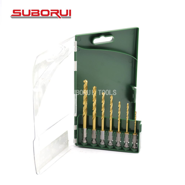 7PCS Titanium Coated HSS Impact Rated Hex Shank Twist Drill Bit Set 