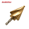 HSS 5PCS Spiral Grooved Titanium Step Drill Bit Set with Automatic Center Punch