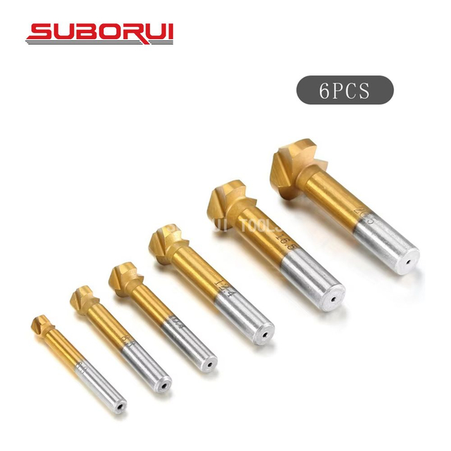 HSS 3 Flute 90 Degree Titanium Countersink Drill Bit Set For Steel
