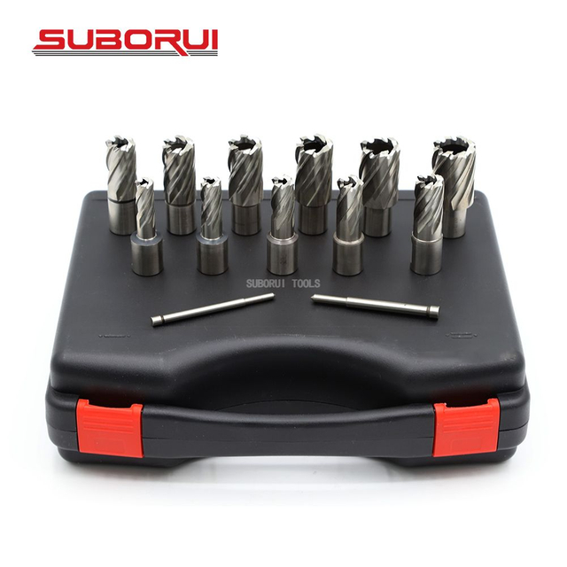 13PCS HSS Slugger Bits with Pilot Pin Annular Cutter Set for Magnetic Drill Press