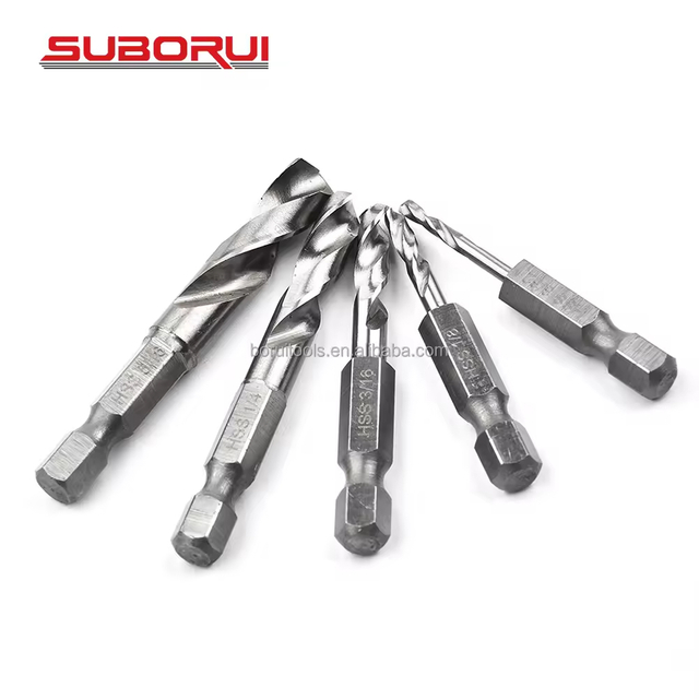 DIN3126 HSS Fully Ground 1/4 Hex Shank Stubby Twist Drill Bit Set