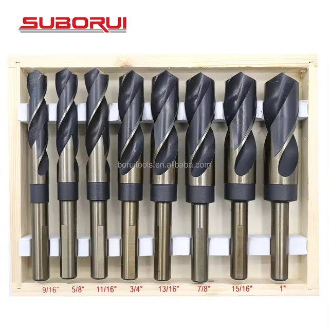 Hss 1/2” Reduced Shank Silver And Deming Large Drill Bit Set in Aluminum Carry Case