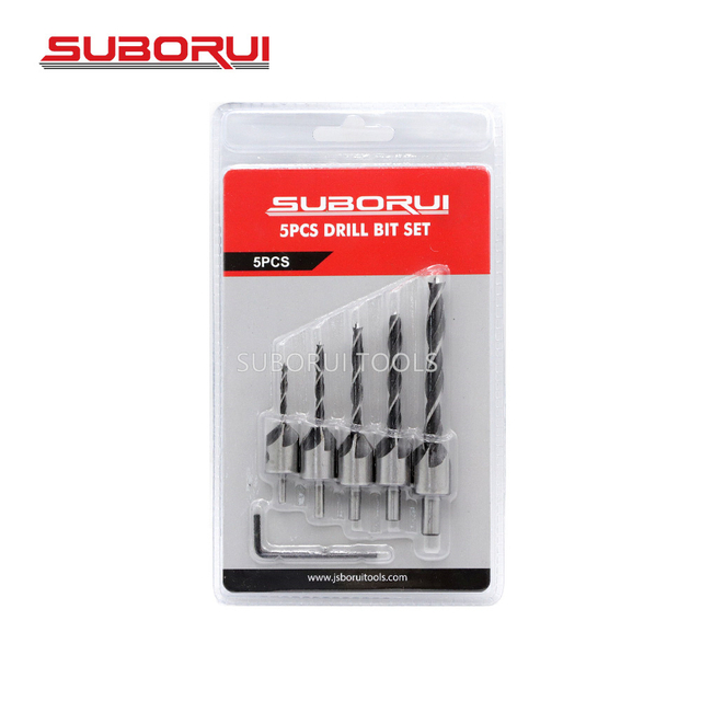 Carbon Steel Tapered Wood Countersink Drill Bit Set for Woodworking 