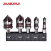 Hex Shank High Carbon Steel Chamfer 5 Flute 82 Degrees Countersink Drill Bit Set