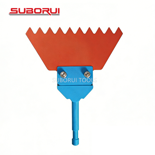 Suborui SDS Plus Toothed Floor Scraper Chisel Blade Serrated Wide Fan Shape Electric Hammer Bit for Tile Grout Adhesive Removal